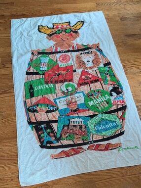 Vintage 1960s Bath Beach Royal Terry Of California Pool Towel Barrel Traveler